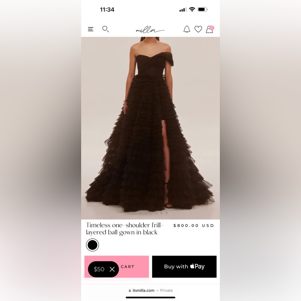 Black gown by Mila. Worn once.